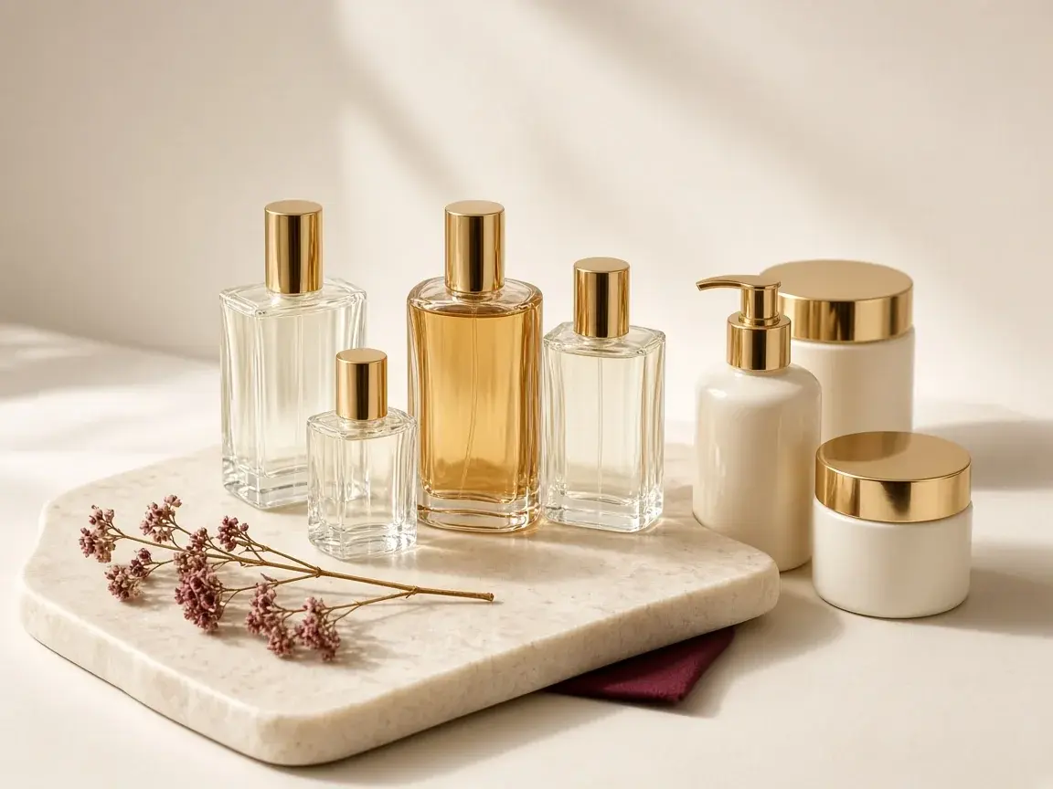 Flacons de parfum à bouchon doré